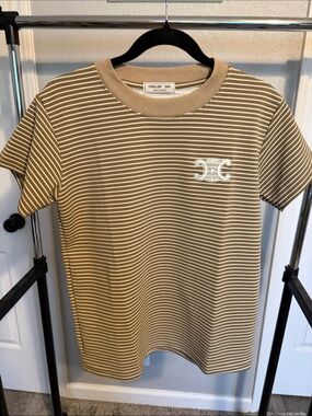Women’s Tan & White Striped Tee